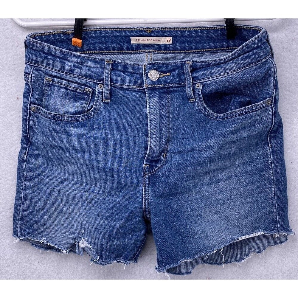 Levi's Strauss Shorts Size 29 High Rise Skinny 721 Blue Cut Off Jean Pants